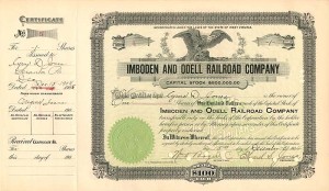 Imboden and Odell Railroad Co. - Stock Certificate